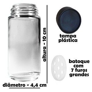 Frasco Pote Tempero 100ml - Kit com 4 vidros de 100ml com tampa plástica