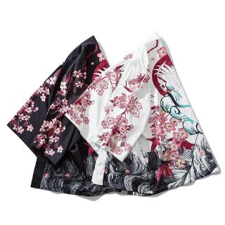 Blusa Blazer Cardigans Kimono Preto Branco Big Size Solto Mulheres Homens Japonês Harajuku Robes (7)