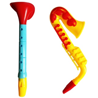 Saxofone + flauta de brinquedo instrumentos musicais infantil