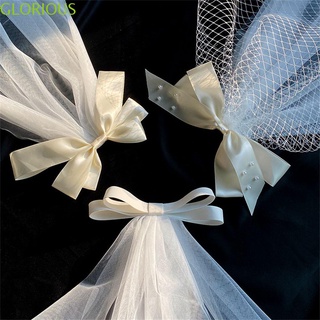 GLORIOUS Satin Mesh Wedding Supplies Accessories Hair Accessories Wedding Party Decoration Bridal Veil Bow Headdress (1)