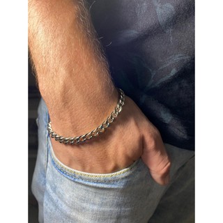 Pulseira masculina de corrente prata / pulseira masculina grossa