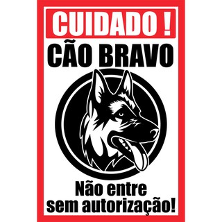 Placa Advertência Cuidado Cão Bravo Portão Aviso Mod.08