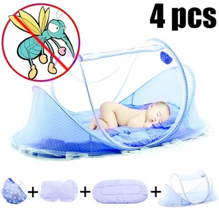 Bercinho Berço Portátil de Bebe com Tenda Mosquiteiro Dobravel Infantil Recém Nascido Tela Mosquito AZUL