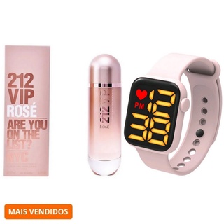 Kit Perfume 212 Vip + Relogio Digital Rosa Prova D'agua Mega Promoção Blak Friday