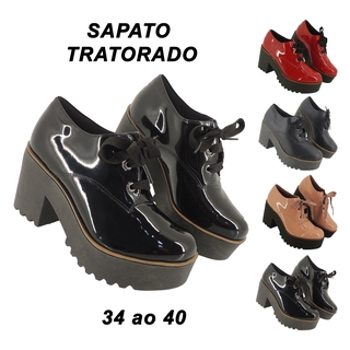 Sapato Feminino Oxford Tratorado Confort Plataforma Salto Alto SP701 (1)