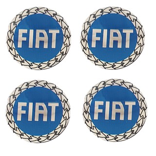 Jogo 4 Emblemas De Calotas Resinado Fiat Azul 48mm Palio Uno Siena Punto Idea Tempra Marea
