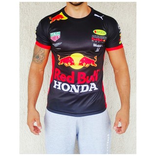 Camisa/Camiseta Red Bull Preta Formula 1 Dryfit Personalizada