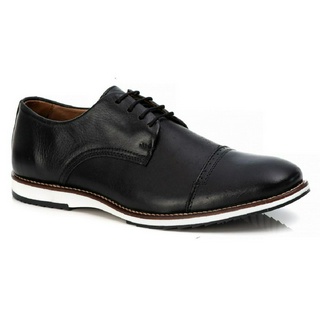 Sapato Masculino de Couro Oxford Brogue Premium cor Preto