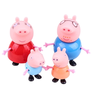 4 Peças / Lote Brinquedos Infantis Pappa Pig Brinquedos Bonecas Papai Mamãe Porco George Papa Pig (1)