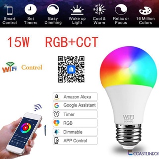 Smart Light 15W Wifi Inteligente Lâmpada De Luz E27 B22 smart bulb coastline