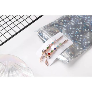 50 / 100 Pcs Estrela Glitter Saco Zip Holográfica Beleza Embalagem Do Presente Saco De Armazenamento A Laser Bolsa De Cosméticos (8)