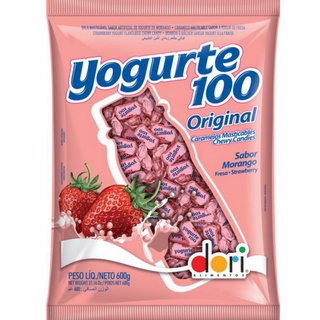 Bala Yogurte100 Original Sabor Morango Sem Glúten 600g