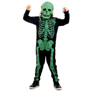 Fantasia Esqueleto Macacão Verde Infantil - Halloween