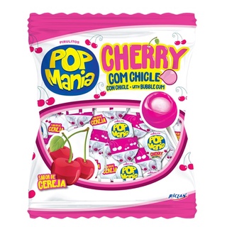 Pirulito Pop Mania Com Recheio Chiclete Cherry (Cereja)