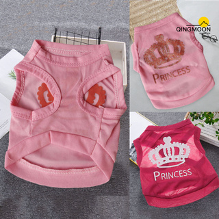 qingmoon Pet Shirt Printed Pattern Breathable Polyester Dog Fashion Vest for Spring Summer