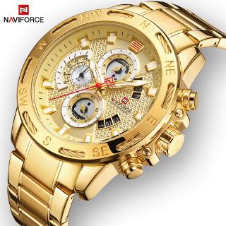NAVIFORCE Men Watches Sport Waterproof Stainless Steel Luxury Gold Watch Date Clock Quartz Wristwatch Relogio Masculino