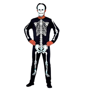 Fantasia Esqueleto Adulto Halloween Com Máscara