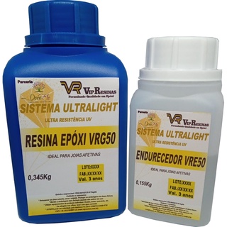 Resina Epóxi ULTRALIGHT VR50 - Kit 0,500KG - VIP RESINAS