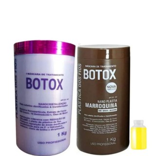 kit 1 Botox plastica dos fios matizador + 1 botox plastica dos fios marroquina + brinde.