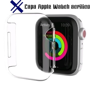 Capinha Case FECHADA Silicone ou de Acrilico 360º Protetor Para smartwatch e Apple Watch Series Relógio Watch 38mm 40mm 42mm 44mm 41mm 45mmPara Apple