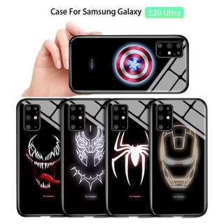 Capa de telefone de vidro luminoso de luxo para Samsung Galaxy S20 Ultra S20 Plus S20 Fe 5g S20 Fe 4g ​Capa De Celular Dura Capinha Case Marvel (1)