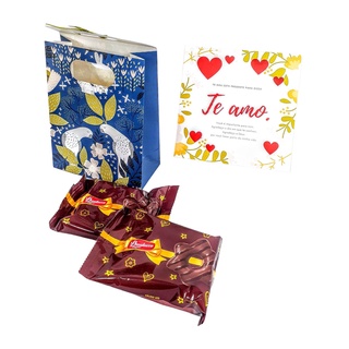 Chocolates Para Presentes Pão de Mel + Cartão + Sacola Sacolinha Cesta Namoradas Te Amo Amor (2)