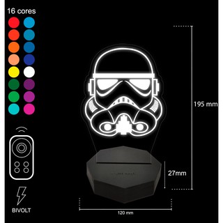 Luminária Led Acrílico - Abajur Mod: Stormtrooper - 16 Cores – RGB
