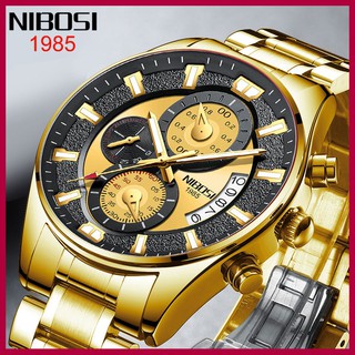 NIBOSI 2022 Fashion Mens Watches Luxury Green Clock Sports Chronograph Waterproof Quartz Watch Men Relogio Masculino