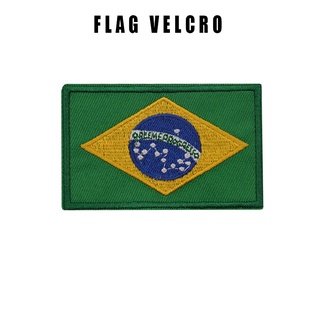 Adesivo de pano de bordado com bandeira do Brasil Adesivo de decoração de mochila com braçadeira de velcro Adesivo de bandeira americana