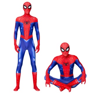 Superhero Spiderman Cosplay Masculino Crianças Traje De Halloween De Natal Para Adultos Presente Azul Vermelho Macacão Vestir (3)