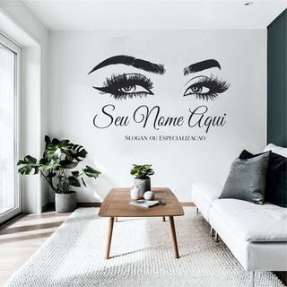 adesivo de parede personalizado decorativo logo Salão de beleza Micropigmentação sobrancelha cílios designer estabelecimentos