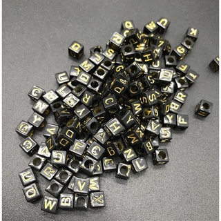 100 Pcs 6mm Mix Contas Carta Alfabeto Quadrado Beads Acrílico Beads DIY Fazer Jóias Para Colar Pulseira Acessórios (8)