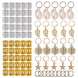 80 Pcs Cabelo Jóias Anéis Clipes De Alumínio Dread Locks Ajustável Punhos De Metal Beads Trança Decorações De Cabelo