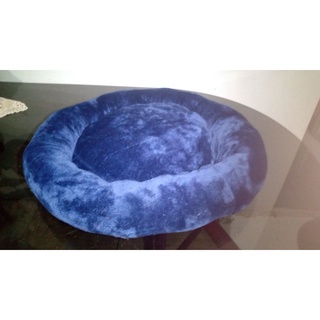 cama de cachorro e gato pelúcia azul redonda 50x50 azul
