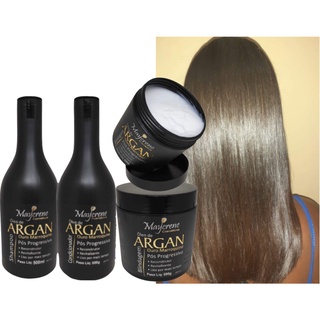 Kit Óleo De Argan Ouro Marroquino 3 X 500ML - Pós Progressiva cabelos lisos por mais tempo