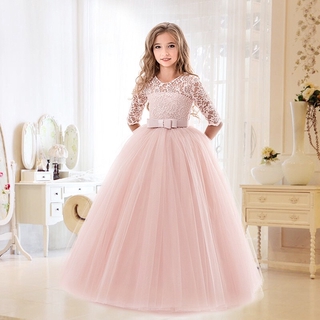 Meninas Vestido De Natal Para O Casamento E Festa Comunhão De Luxo Princesa Elegante Do Laço Crianças Vestir (1)