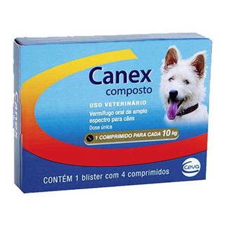 Vermífugo Para Cães Canex Composto Cx 4 Comprimidos