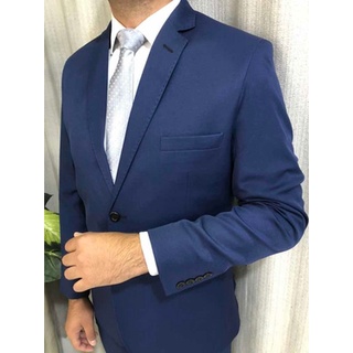 Terno Azul Marinho Slim Masculino Oxford - Paletó + Calça + Colete (5)