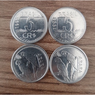 moeda 5 cruzeiros reais Arara 1993 e 1994