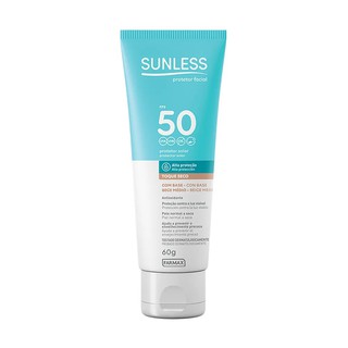 Protetor solar sunless bege médio fator 50fps 60g oil free com base toque seco sem óleo pode ser usado por pele oleosa (1)