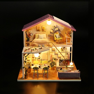 Handcraft Creative Dollhouse Mobiliário Full Set Madeira Romântica Moderna Cottage (6)