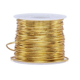 Cordão metalizado dourado ouro 1,5 Mm com 50 metros rolo de fio metalizado cordão roliço metalizado cordão rolete metalizado cordão dourado artesanato, festa, decoração, bijuteria (1)
