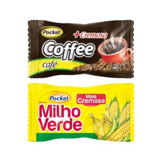 Bala de Milho Verde e Bala de Café Pocket Mais Cremosa com 30 unidades