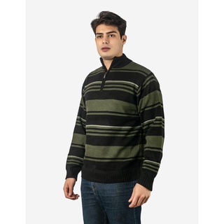 Suéter de Lã Masculino Gola Alta c/ Zíper - Verde