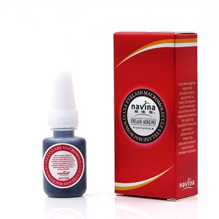 Navina Red Box Professional 10ml Cola para Cílios Líquido de Maquiagem de Forte Efeito Cola Preta Cola Adesiva para Cílios Nenhum odor (1)