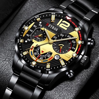 Luxury Men's Watch Fashion Stainless Steel Quartz Wrist Watch Calendar Luminous Clock Men Business Casual Watches