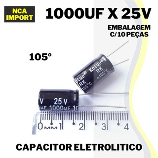 Capacitor Eletrolitico 1000uF x 25v 105° ( 10 unidades )