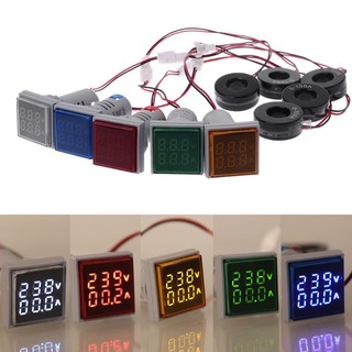 Medidor De Voltagem Quadrado Digital Display Duplo Voltímetro & Amperímetro Ac 60-500v 0-100a