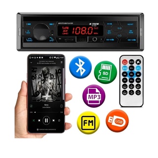Aparelho Mp3 H-Tech Bluetooth Auto Radio C/ Fm Usb Micro Sd Aux Rca