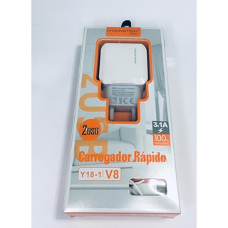 Carregador Ultra rapido Turbo Com 2 USB Original H´maston Compativel Com J1/J2/J3/J4/J5/Moto G1/G2/G3/G4 (1)